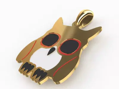 Owl Enamel Pendant 3D model Texture 3D print model