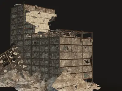 DESTROYED BUILDING 05 Low-poly 3D model