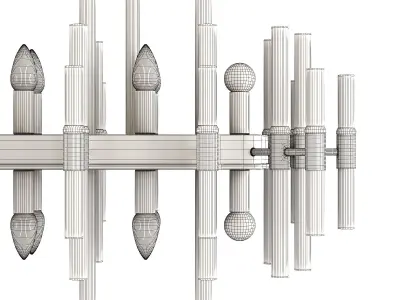 Modern Glass Living Room Chandelier in Brass 3D model
