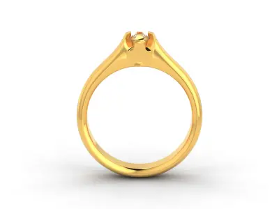 D-1258 gold diamond solitaire ring 3D print model