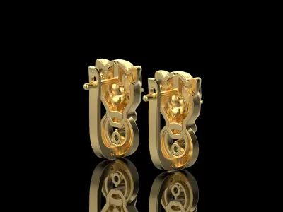 Panther Earrings 40298 3D print model