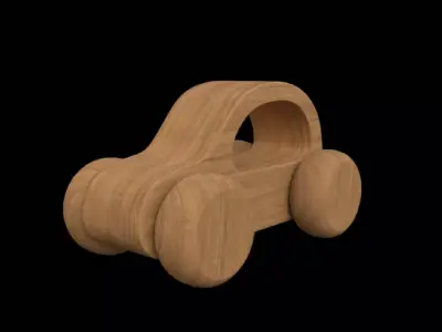 Wooden Toy Car 3D model 5