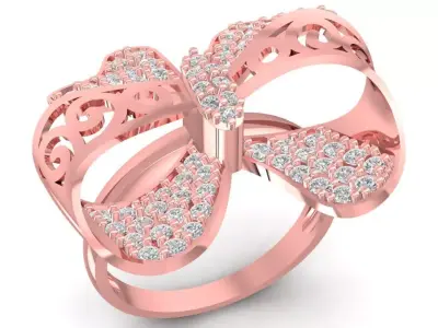 Luxury Bow Diamond Ring for Women  2812 3D print model