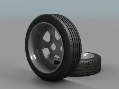 Wheel and tire 3D model