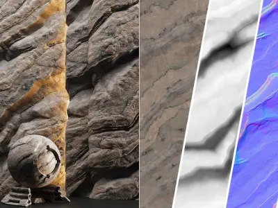 H106 Rock Cliff - PBR - 4K - Seamless - SBSAR 3D model