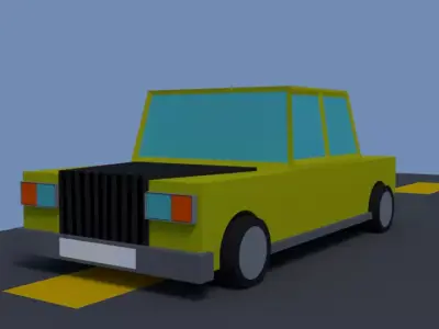 passenger yellow car low poly Free low-poly 3D model