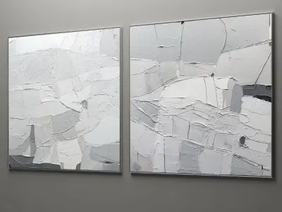 Plaster two square photo frames 02 Low-poly 3D model