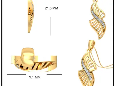 Pendant 3dm stl FBX OBJ Render Detail diamond in gold 3D print model