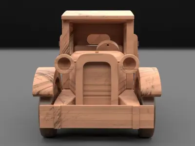 Wood toy truck Low-poly 3D model