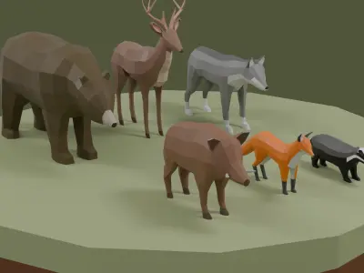 Lowpoly Stylized FOREST Animals Pack Low-poly 3D model
