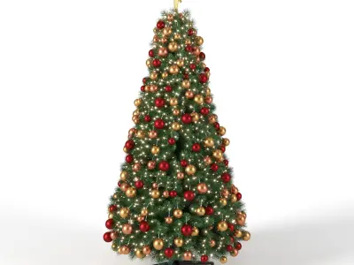 Christmas Tree 9 feet with Balls and Lights 3D model