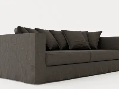 Le Grand Air 3-Seater Sofa Linen - Smokey Granite Low-poly 3D model