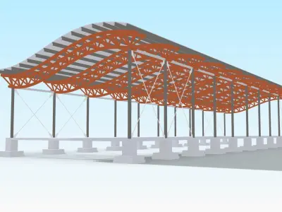 Steel Truss Building 3D model