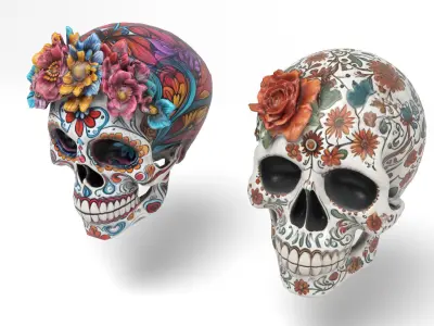 Mexican Skulls - Halloween Low-poly 3D model