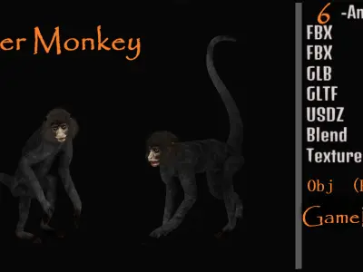 Spider Monkey Low-poly 3D model
