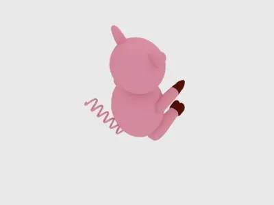 Cartoon Pig Sit  3D model