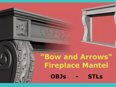Bow and Arrow fireplace mantel 3D model