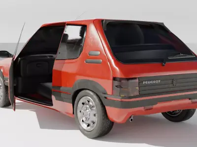 1980s Compact European Hatchback Car Red 3D Model Low-poly 3D model