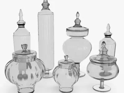 Glass Vase Set of 7 Low-poly 3D model