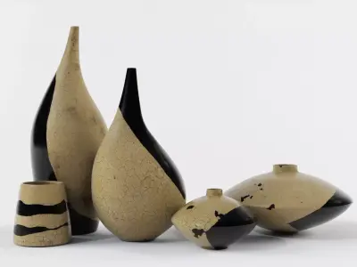 Raku Brushstroke Vases 3D model