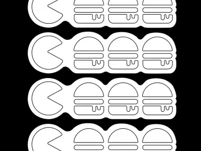 Hamburger Pacman Neon Sign 3D model