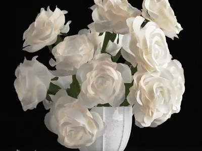 White rose bouquet 3D model