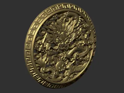 dragon gold medallion 3D print model