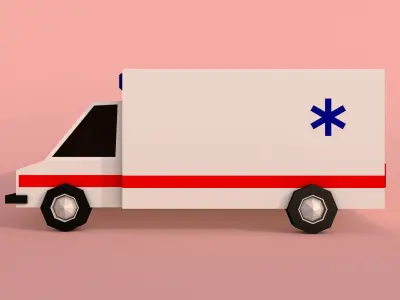 Cartoon low poly ambulance Low-poly 3D model