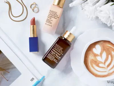 White table with cosmetics and jewellery scene SWR 3D model