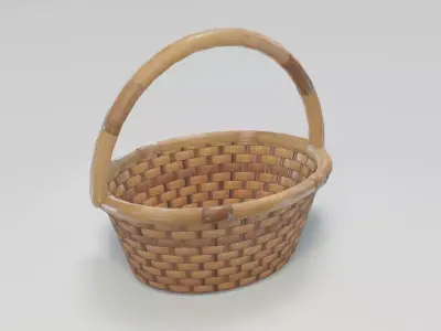 Wooden Wicker Basket 3D Model Low-poly 3D model