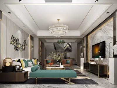Luxury living room interior 3D model 35