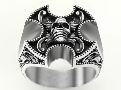 Skull ring silver gold  printable jewelry 3D model 3D print model