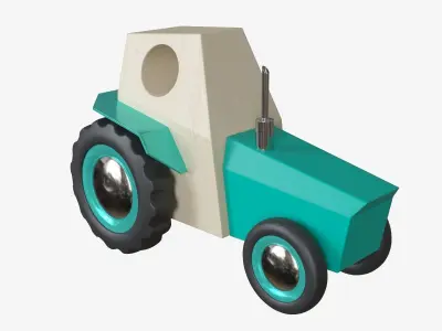 Wooden toy cars Low-poly 3D model