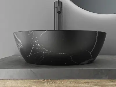 Bathroom set 6 sink with marble 3D model
