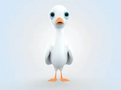 Cartoon Duck 3D model 2