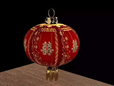 Chinese red lantern 3D model 36
