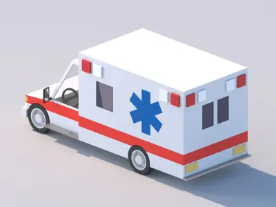 Cartoon Low Poly Car Ambulance Low-poly 3D model