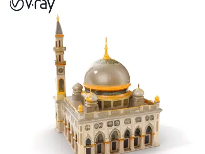 Grand Mosque Architectural Model Pack with Detailed Minaret Low-poly 3D model