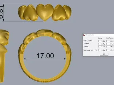 Jewelry Heart Ring Gold 3D print model