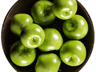 Hammered Bowl with Green Apples 3D model