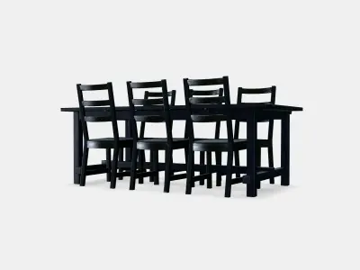 NORDVIKEN - NORDVIKEN Table and 6 chairs 1 Low-poly 3D model