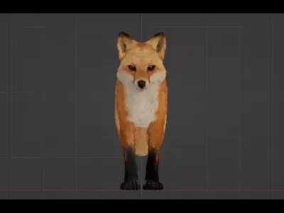 Red Fox Low-poly 3D model