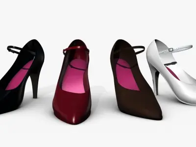Stiletto pair of high heeled shoes Low-poly 3D model