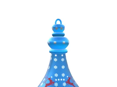 Blue Santa Christmas Glass Ornament Bauble 3D Model PBR Ready Low-poly 3D model