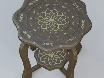 Oriental end table 3D model