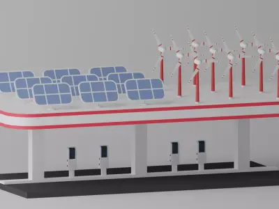 Green Energy EV Charging Station 3D model