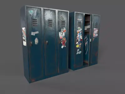 Vandalised Locker Low-poly 3D model