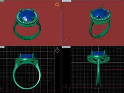 STL 3DM Women Ring Womens Ring Diamonds With Stone Model 3D print model buy