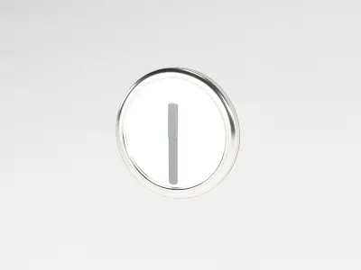 Twelve-Thirty silver circle with letter i Low-poly 3D model