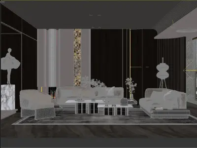Living Room Interior Scene 3D model